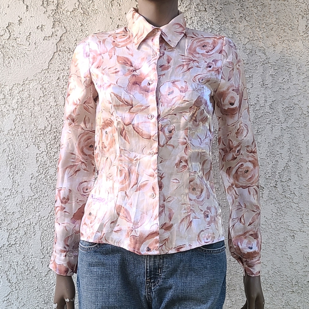Vintage Floral Button Down Blouse